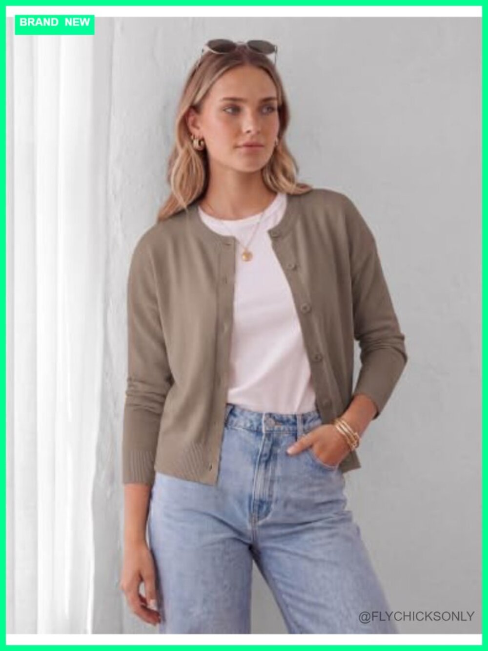 Cropped Cardigan Sweaters for Women, Cotton Button up Cardigan, Oversized Knit - Picture 3 of 6